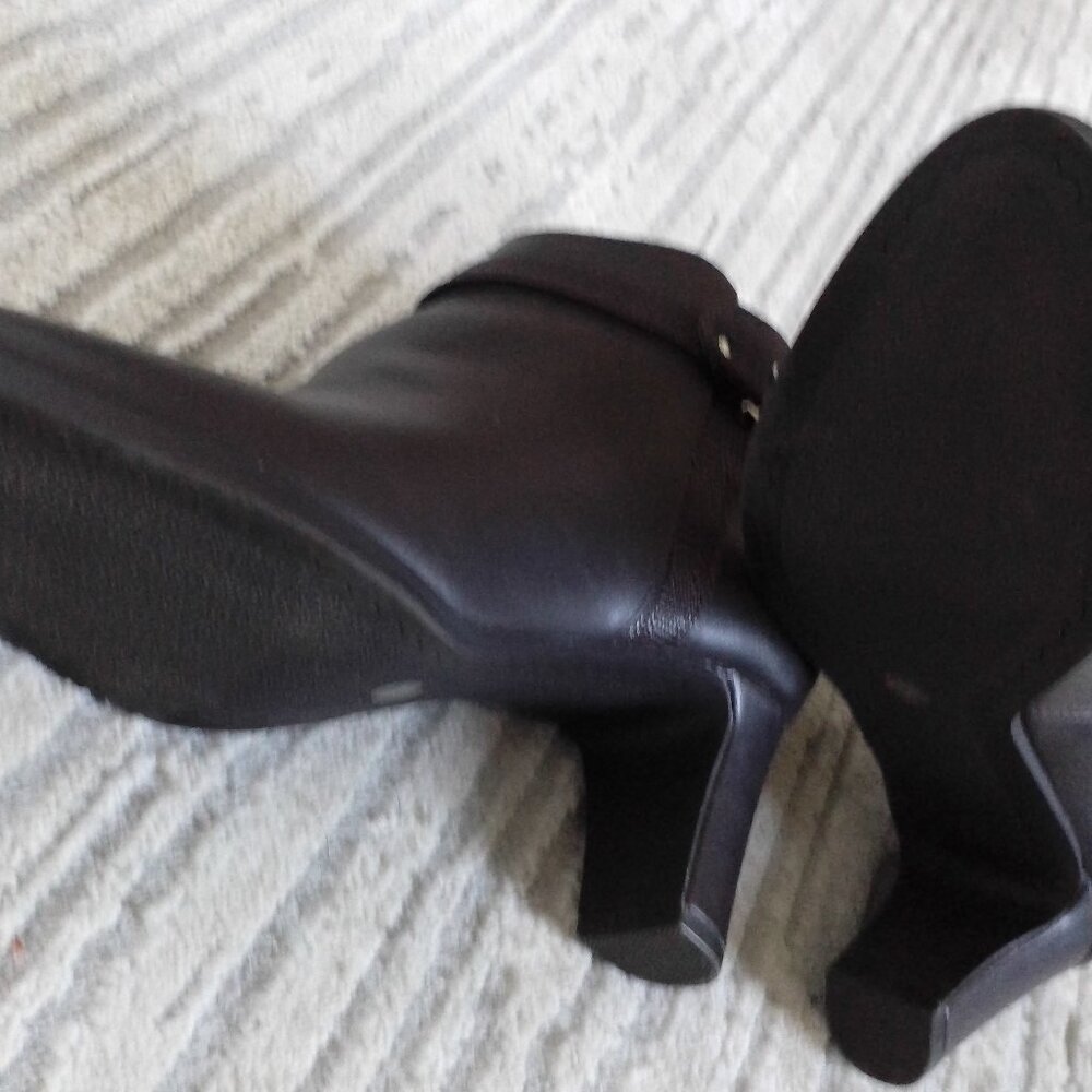 SIDE ZIP DARK BROWN  BOOTS W/SILVER HARDWARE SIZE 7 - Picture 4 of 5
